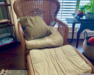 Rattan Arm Chair with Ottoman