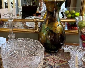 Art Glass Vase, Crystal Bowl