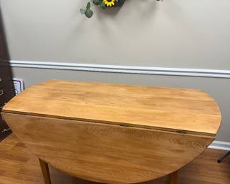 #54	Handmade Oak Drop-Side Table - 25.5-57x58Wx29 (as is one Scratch)	 $75.00 