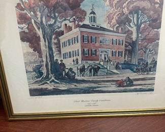 #8	First Courthouse by C.E. Monroe Jr. - signed and numbered 121/300 - Framed and Matted - 25.5x20.5	 $75.00 