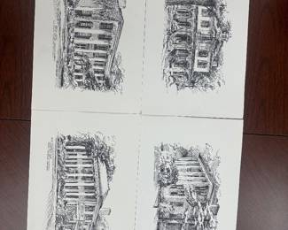 #15	Pen and Ink Prints of Friedman Library, Swaim Home, Friedman Home and University Club - Set of 4 prints - each measures - 16x10	 $20.00 