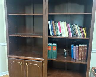 #42	Laminate Bookshelf w/2 shelves and 2 doors - 29x15x74.5	 $50.00  #43	Laminate Bookshelf w/4 Shelves - 29x15x74	 $60.00 
