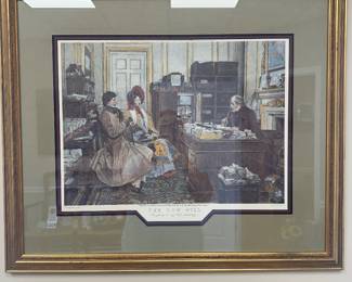 #22	"The Reading of a Will" inscribed to His Majesty Maximilian Joseph King of Baveria Framed and Painted by David Wilkie - Etchings - 32x26	 $75.00 