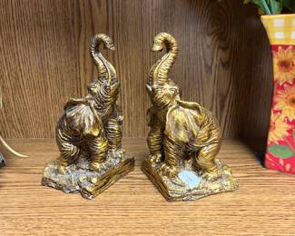 #12	Pair of Brass Elephant Bookends - Heavy	 $25.00 