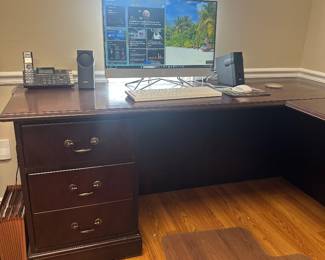 #45	Hon Burgandy U shaped Desk w/5 Drawers in 3 sections - 71x108x71 x 30" T (computer not for sale and You Move)	 $75.00 