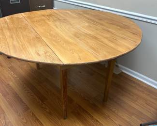#54	Handmade Oak Drop-Side Table - 25.5-57x58Wx29 (as is one Scratch)	 $75.00 