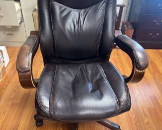 #44	Brown Leather Office Chair (as is condition and doesn't adjust)	 $20.00 
