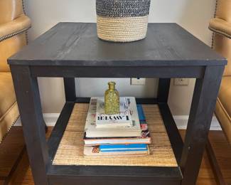 #26	Ikea Black Side Table w/rattan Bottom Shelf - 22x22x24	 $40.00 