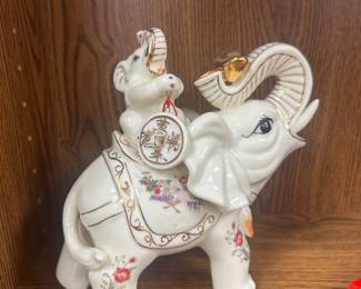 #17	Porcelain Elephants - 8x10 Hand Painted Figurine	 $30.00 