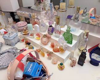 perfum bottles, pink Wedgwood!