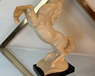 Marble base A. Santini horse figure