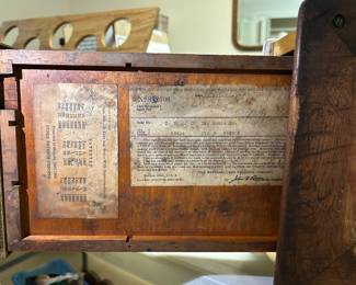 Underside of cash drawer - antique National Cash Register (this shows serial number etc)