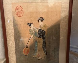 Handpainted on silk, Japanese mid-20th century