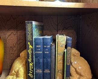 Kenton Hills Bechtold tortoise bookends, vintage books