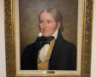 Series of Texas Heroes portraits. Original paintings. Signed “Sam Lindsey, Austin Texas”. Even the frames are made in Texas. This is Davy Crockett!