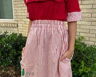 90’s handpainted outfit, strawberry theme
