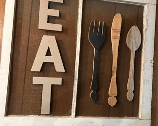 Rustic window screen diner sign