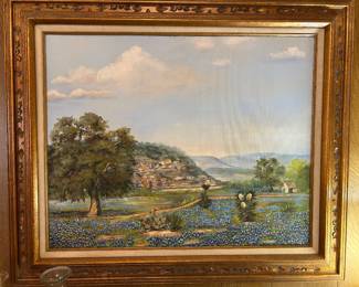Signed bluebonnet original painting, Cason