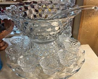 Fabulous Fostoria American punch bowl set - plan ahead for Christmas eggnog now!