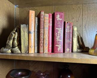 Vintage bookends, vintage books