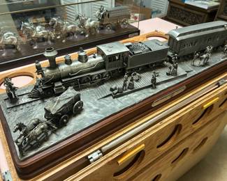 Don Polland custom pewter piece “The Arrival of the Santa Fe”