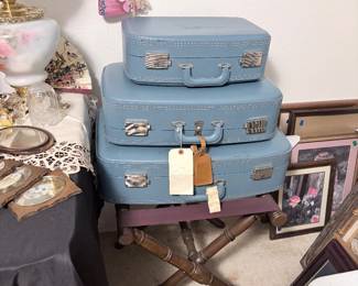 vintage suitcase and art