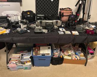 Camera & camera accessories table, notebooks, greeting cards, crafting supplies