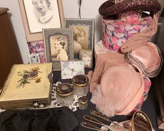 vintage vanity accessories, vintage hats, vintage riding hats