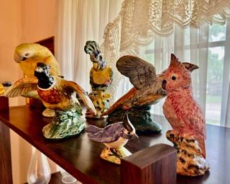 Stangl Pottery Birds: cockatoo, cockatiel, pheasants, duck