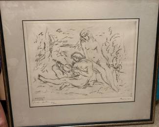Signed, framed etching by Miklós Borsas
