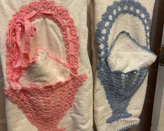 vintage crocheted hand towels