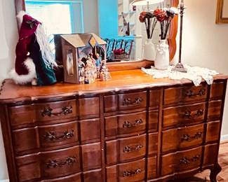 VINTAGE French Provincial Cherry Dresser w/ Matching Mirror 