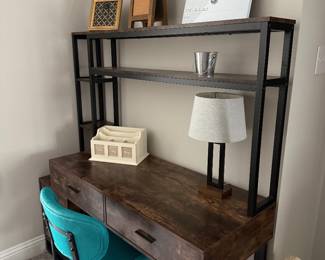 Very sturdy desk, 55” wide, 59” high, 20” deep.