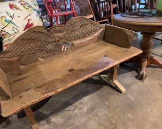 Bench with carved eagle