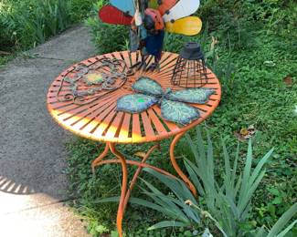 orange metal enamel table