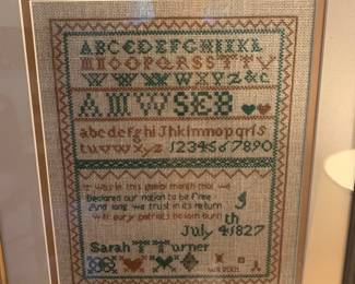 needlepoint sampler -modern copy