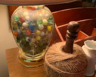 marble filled lamps; string ball
