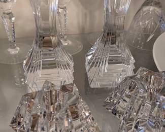 Waterford candle stars, art deco style pair