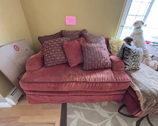 Oversized burgundy chair and a half