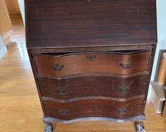  Chippendale style mahogany slant front secretary desk