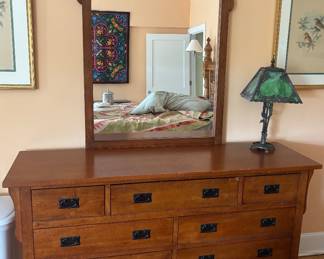 Mission dresser and mirror