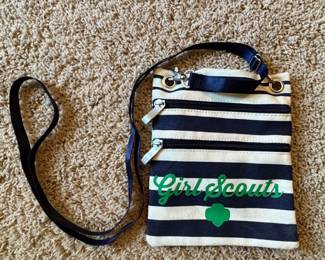 Girl Scouts Navy and White Striped Crossbody Pouch