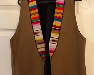 Southwestern Style Vest with Striped Trim
