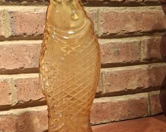 Amber Glass Fish Decanter or Bottle