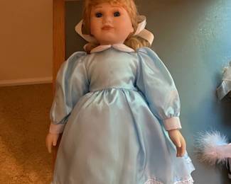 Porcelain Doll in Blue Dress