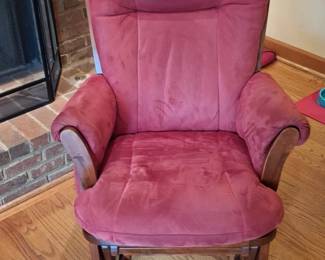 Velvet Glider Rocker Recliner Chair with Ottoman