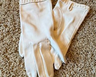 White Beaded Dress Gloves