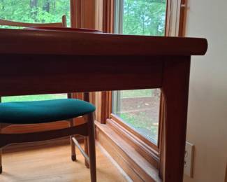 Danish Teak Extendable Dining Table with Chairs and Assorted Tableware fourth image