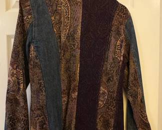 Chicos Patchwork Denim and Brocade Jacket second image