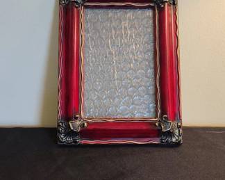 Ornate Burgundy Resin Photo Frame with Gold Ornate Corners